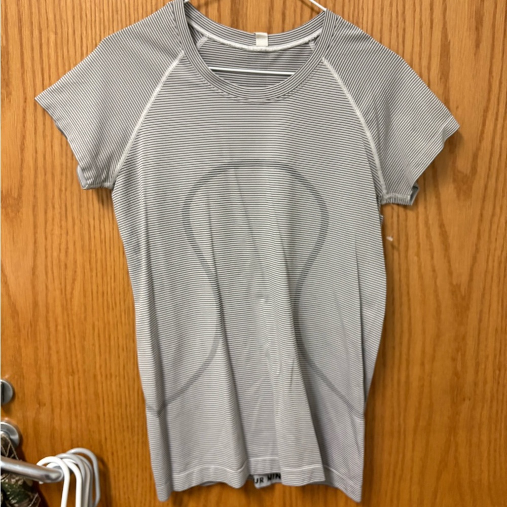lululemon athletica Black and White Striped Short Sleeve Tee